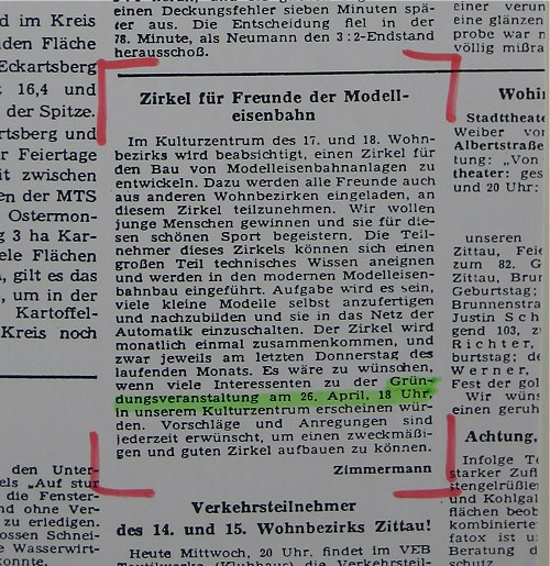 Zeitungsabschnitt aus der Sächsischen Zeitung vom 25. April 1962