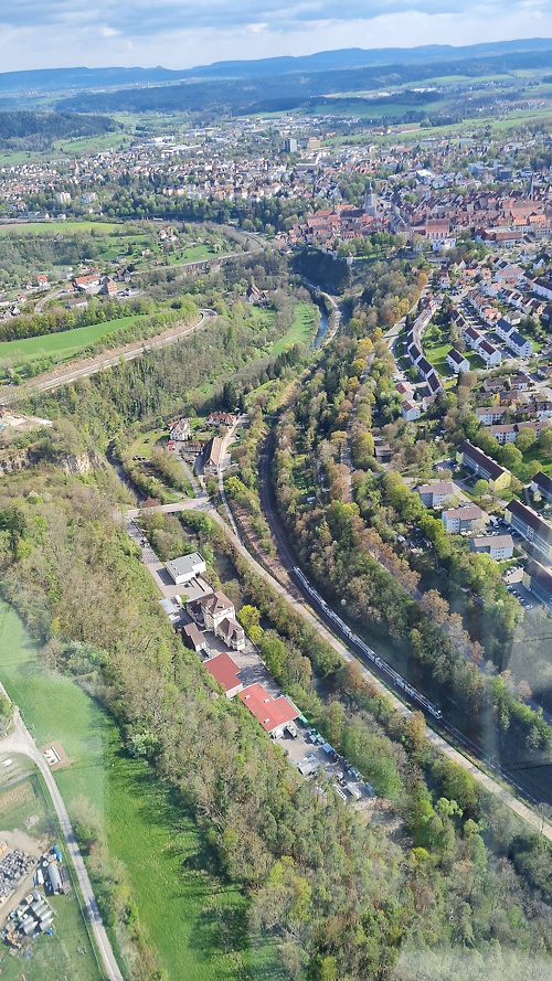 Blick auf Rottweil mit Zug Blick auf Rottweil mit Zug